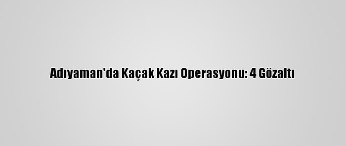 Adıyaman'da Kaçak Kazı Operasyonu: 4 Gözaltı