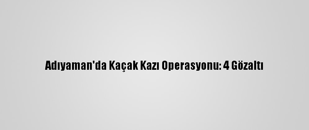Adıyaman'da Kaçak Kazı Operasyonu: 4 Gözaltı