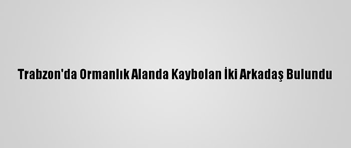 Trabzon'da Ormanlık Alanda Kaybolan İki Arkadaş Bulundu