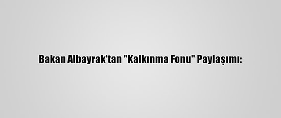 Bakan Albayrak'tan "Kalkınma Fonu" Paylaşımı: