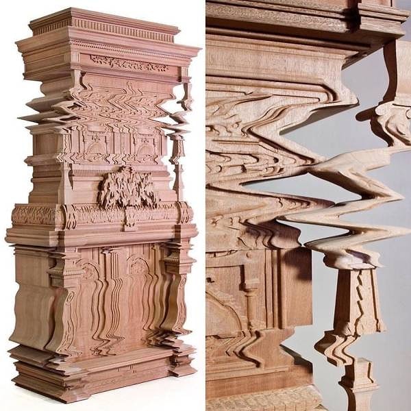 27. Резная мебель, имитирующая цифровые помехи: какая тонкая работа!