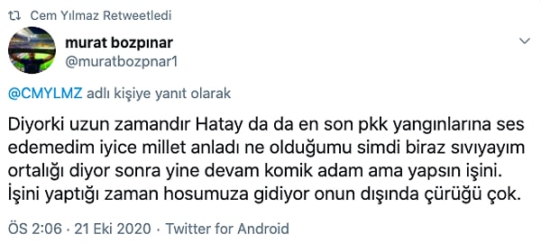 Ve öyle ki kendisine gelen akılalmaz yorumları retweet etti...