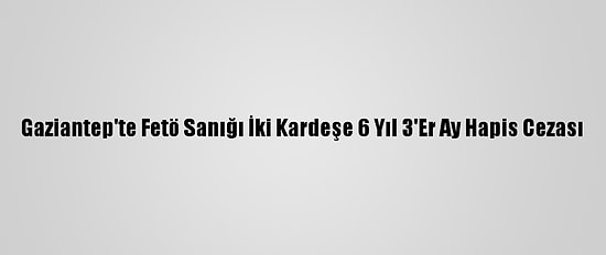 Gaziantep'te Fetö Sanığı İki Kardeşe 6 Yıl 3'Er Ay Hapis Cezası