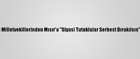 Avrupalı Milletvekillerinden Mısır'a "Siyasi Tutuklular Serbest Bırakılsın" Çağrısı