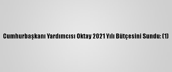 Cumhurbaşkanı Yardımcısı Oktay 2021 Yılı Bütçesini Sundu: (1)