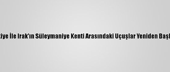 Türkiye İle Irak'ın Süleymaniye Kenti Arasındaki Uçuşlar Yeniden Başlıyor