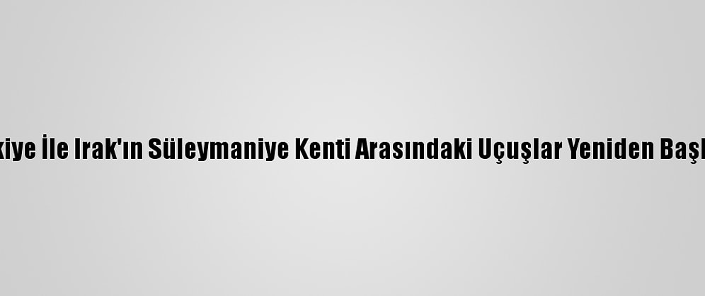 Türkiye İle Irak'ın Süleymaniye Kenti Arasındaki Uçuşlar Yeniden Başlıyor