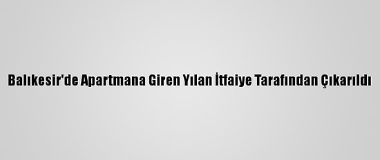 Balıkesir'de Apartmana Giren Yılan İtfaiye Tarafından Çıkarıldı