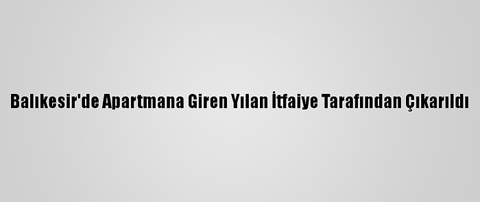 Balıkesir'de Apartmana Giren Yılan İtfaiye Tarafından Çıkarıldı