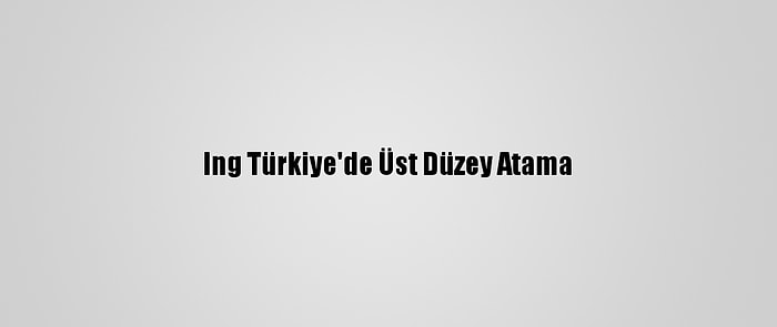 Ing Türkiye'de Üst Düzey Atama