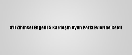 4'Ü Zihinsel Engelli 5 Kardeşin Oyun Parkı Evlerine Geldi