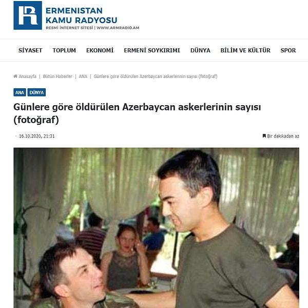 Kurumun tr.armradio.am adresli Türkçe sitesinde ‘Günlere göre öldürülen Azerbaycan askerlerinin sayısı’ başlıklı bir haber yayımlandı.