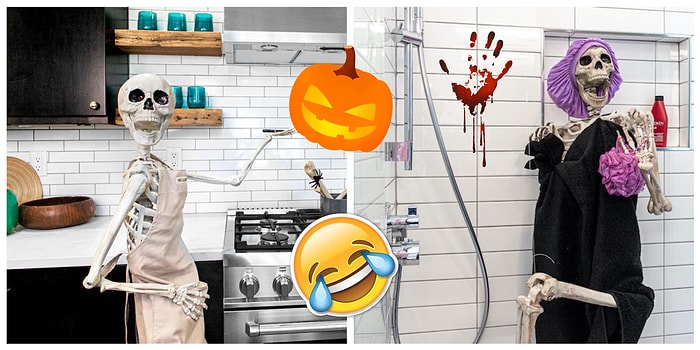 Скелеты в шкафу и не только: Риелтор из США населила дома скелетами к Хэллоуину, и это гениально (9 фото)