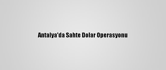 Antalya'da Sahte Dolar Operasyonu