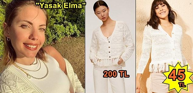 1. Yasak Elma dizisinin güzel yıldızı Eda Ece'nin yeni paylaşımında giydiği Zara hırkanın muadilini bulduk.