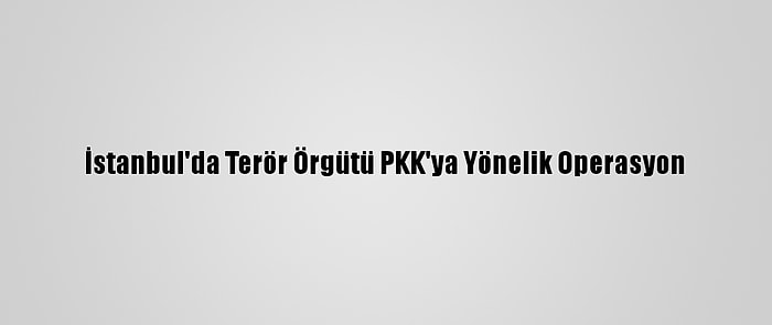 İstanbul'da Terör Örgütü PKK'ya Yönelik Operasyon