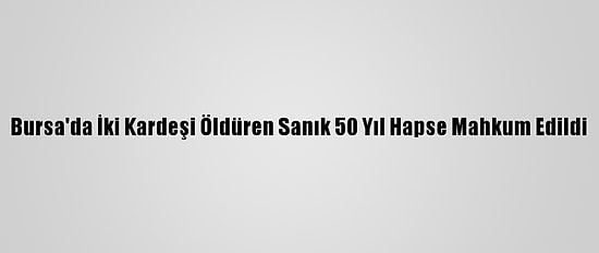 Bursa'da İki Kardeşi Öldüren Sanık 50 Yıl Hapse Mahkum Edildi