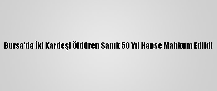 Bursa'da İki Kardeşi Öldüren Sanık 50 Yıl Hapse Mahkum Edildi