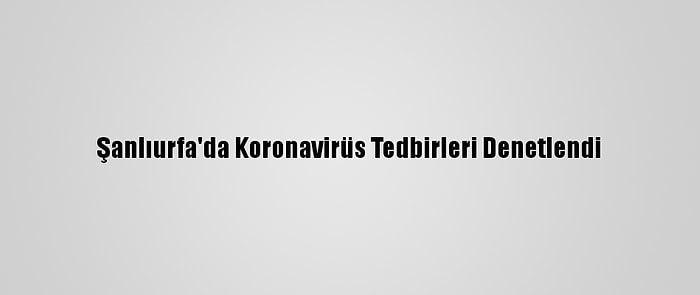 Şanlıurfa'da Koronavirüs Tedbirleri Denetlendi