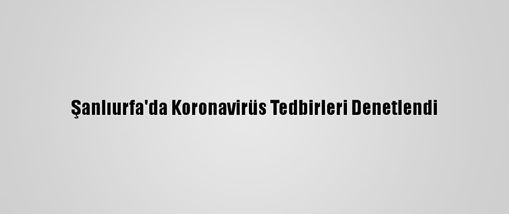 Şanlıurfa'da Koronavirüs Tedbirleri Denetlendi