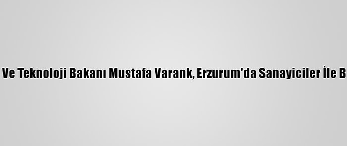 Sanayi Ve Teknoloji Bakanı Mustafa Varank, Erzurum'da Sanayiciler İle Buluştu: