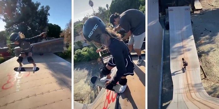 Küçük Boyuyla Büyük İşler Başaran Kızdan Harika Bir Kaykay Performansı