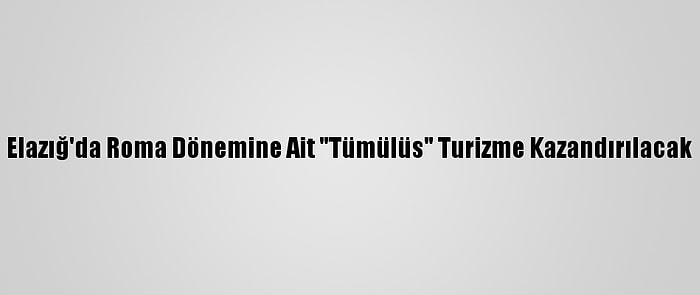 Elazığ'da Roma Dönemine Ait "Tümülüs" Turizme Kazandırılacak