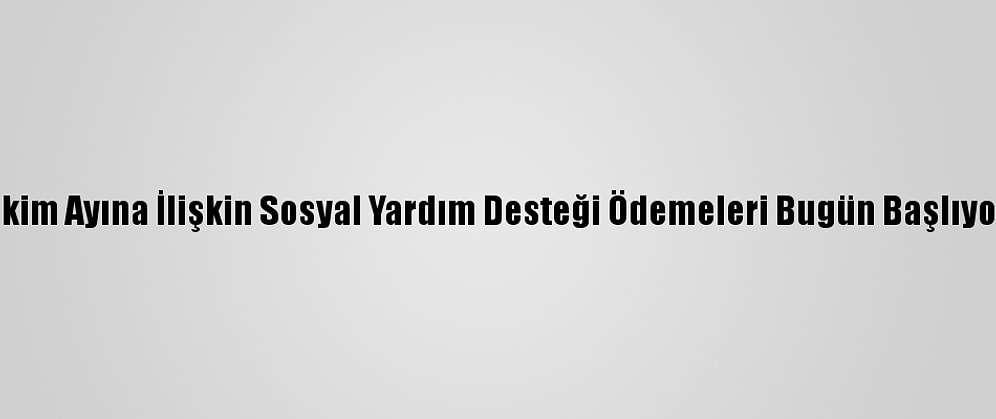 Ekim Ayına İlişkin Sosyal Yardım Desteği Ödemeleri Bugün Başlıyor