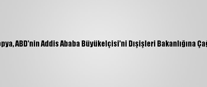 Etiyopya, ABD'nin Addis Ababa Büyükelçisi'ni Dışişleri Bakanlığına Çağırdı