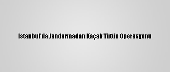 İstanbul'da Jandarmadan Kaçak Tütün Operasyonu