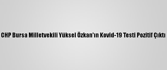 CHP Bursa Milletvekili Yüksel Özkan'ın Kovid-19 Testi Pozitif Çıktı
