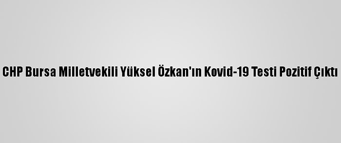 CHP Bursa Milletvekili Yüksel Özkan'ın Kovid-19 Testi Pozitif Çıktı