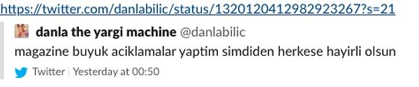 İntikam çanlarının çaldığını da Danla Bilic'in bu tweetinden anlamıştık. 😂