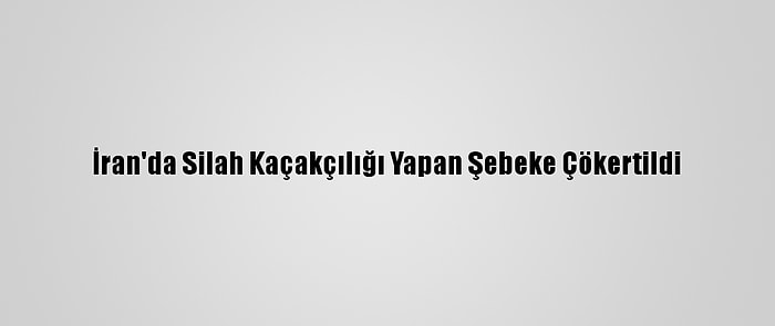 İran'da Silah Kaçakçılığı Yapan Şebeke Çökertildi