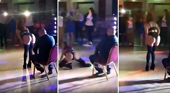 Twerk Yapmak Üzere Olan Kadının Poposuna Şaplak Atarak Kadını Yere Yığan Adam