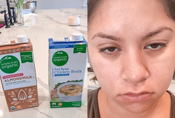 13. Эта беременная женщина, случайно залила свой завтрак куриным бульоном вместо миндального молока: