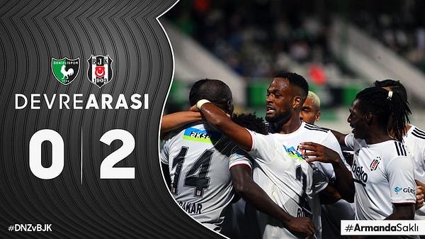 Kalan sürede başka gol olmayınca ilk yarı Beşiktaş'ın 0-2 üstünlüğüyle tamamlandı.