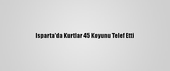Isparta'da Kurtlar 45 Koyunu Telef Etti