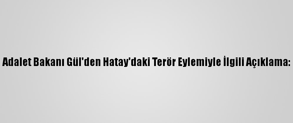Adalet Bakanı Gül'den Hatay'daki Terör Eylemiyle İlgili Açıklama: