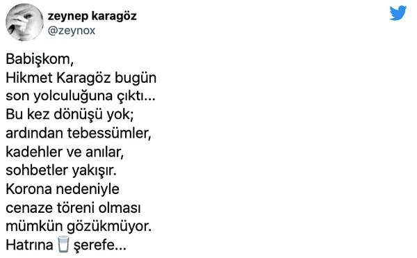 Zeynep Karagöz açıklamasında şu ifadeleri kullandı: