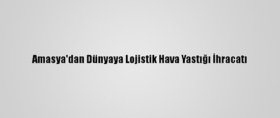 Amasya'dan Dünyaya Lojistik Hava Yastığı İhracatı