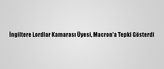 İngiltere Lordlar Kamarası Üyesi, Macron'a Tepki Gösterdi