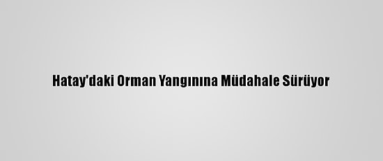 Hatay'daki Orman Yangınına Müdahale Sürüyor