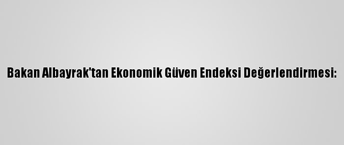 Bakan Albayrak'tan Ekonomik Güven Endeksi Değerlendirmesi: