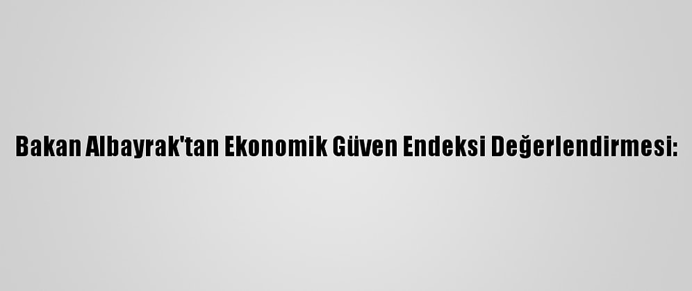 Bakan Albayrak'tan Ekonomik Güven Endeksi Değerlendirmesi: