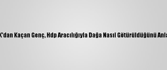 PKK'dan Kaçan Genç, Hdp Aracılığıyla Dağa Nasıl Götürüldüğünü Anlattı