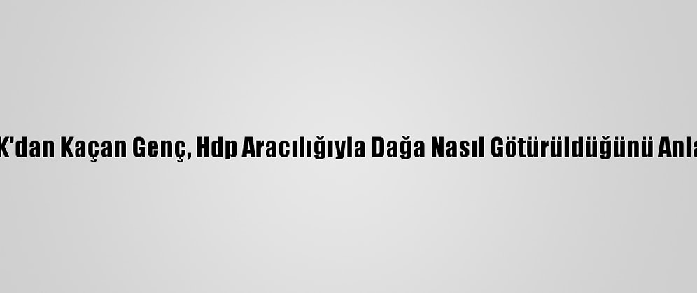 PKK'dan Kaçan Genç, Hdp Aracılığıyla Dağa Nasıl Götürüldüğünü Anlattı