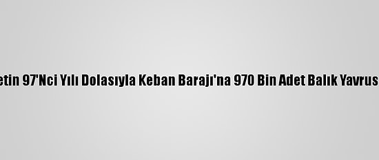 Cumhuriyetin 97'Nci Yılı Dolasıyla Keban Barajı'na 970 Bin Adet Balık Yavrusu Bırakıldı