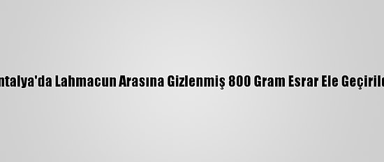 Antalya'da Lahmacun Arasına Gizlenmiş 800 Gram Esrar Ele Geçirildi