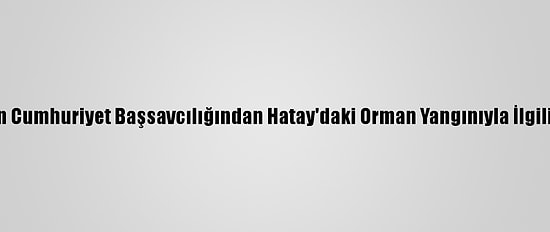 İskenderun Cumhuriyet Başsavcılığından Hatay'daki Orman Yangınıyla İlgili Açıklama: